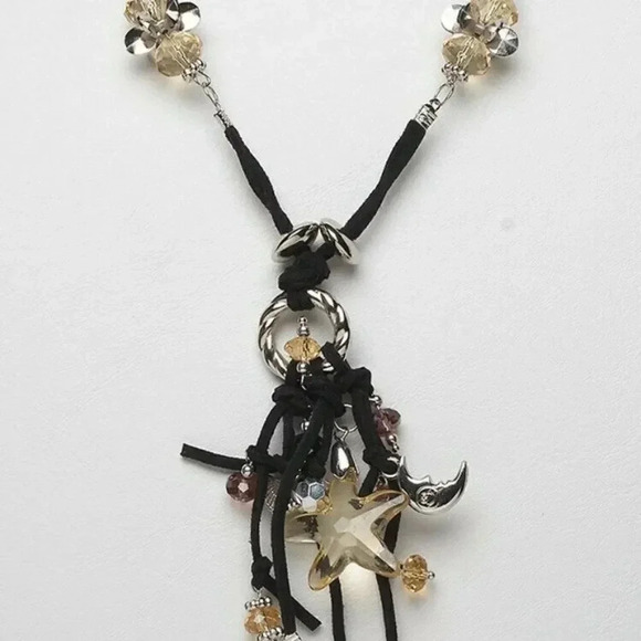 Hand Crafted Mixed Media Starfish Jumble Vegan Suede Pendant Necklace - Picture 2 of 3